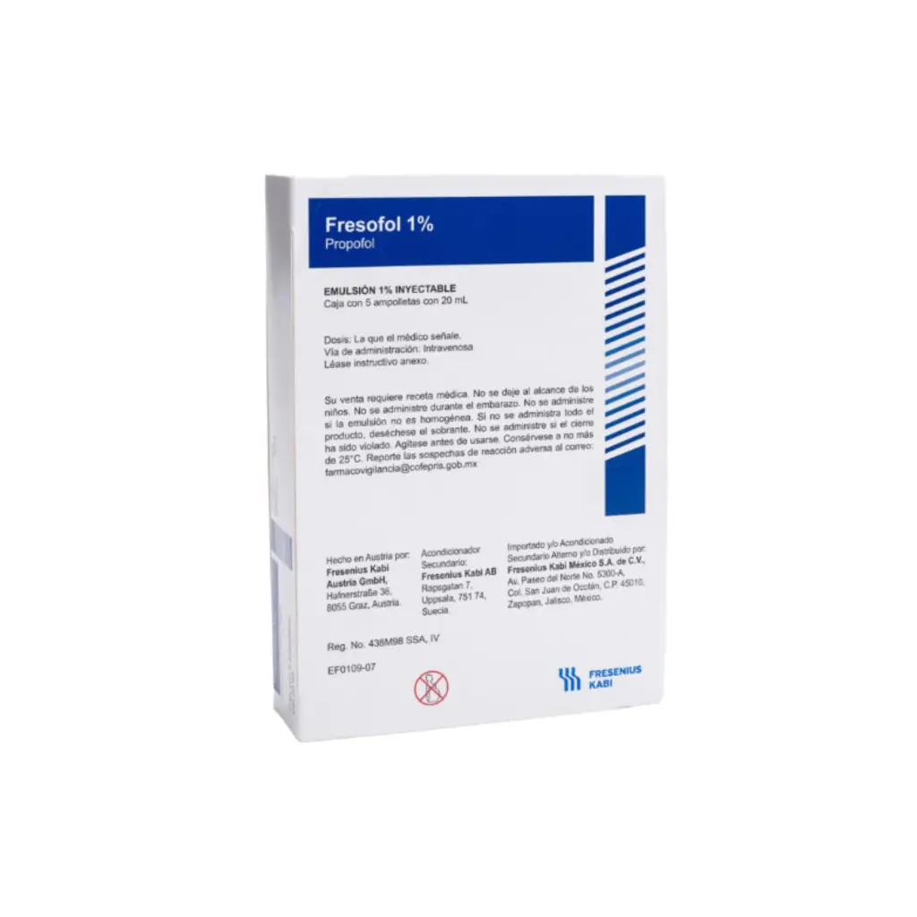 [438M98] Fresofol emulsión inyectable 1% 200mg/20ml (Propofol) C/5