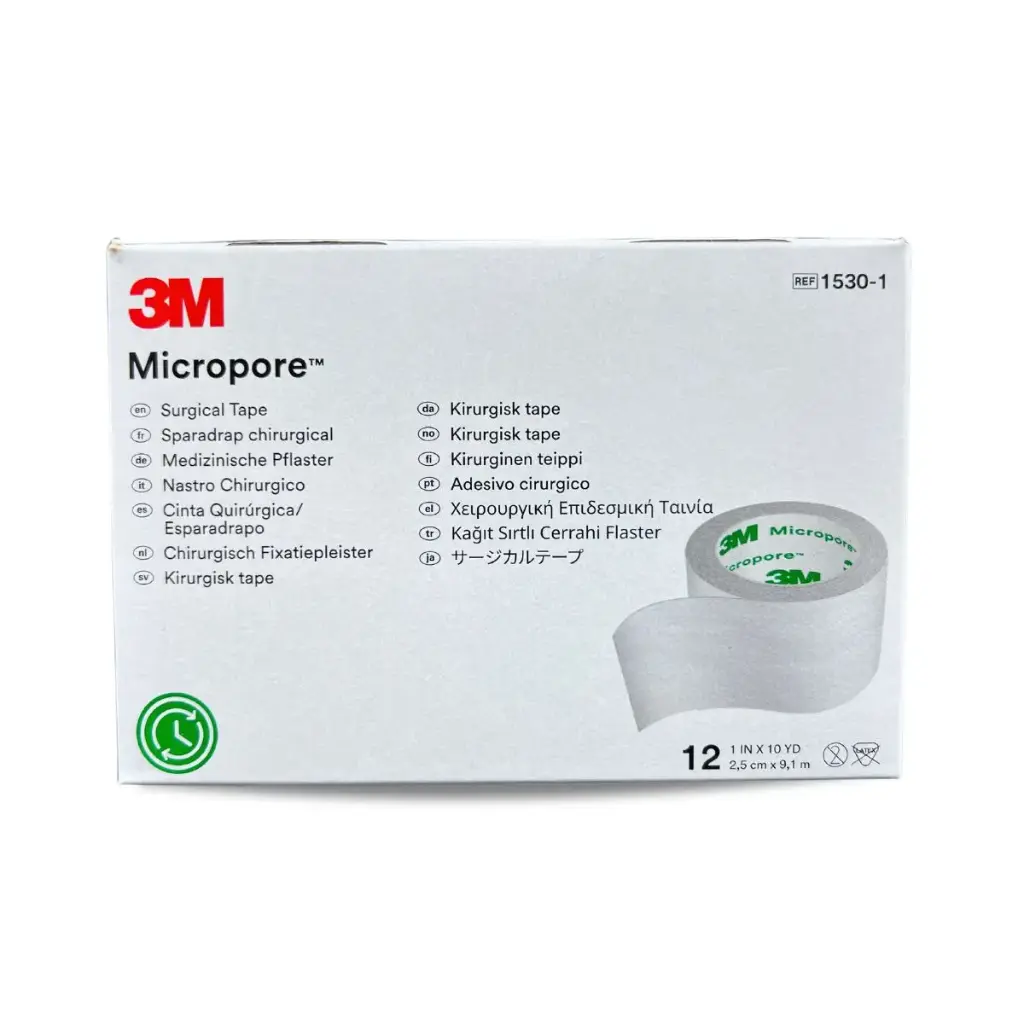 [1530-1] Micropore cinta microporosa de 1" (2.5cm x 9.1m, blanco) C/12