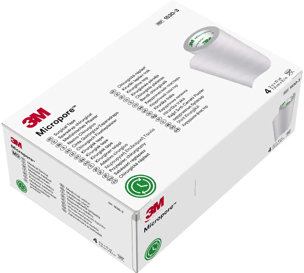 [1530-3] Micropore cinta microporosa de 3" (7.6cm x 9.1m, blanco) C/4