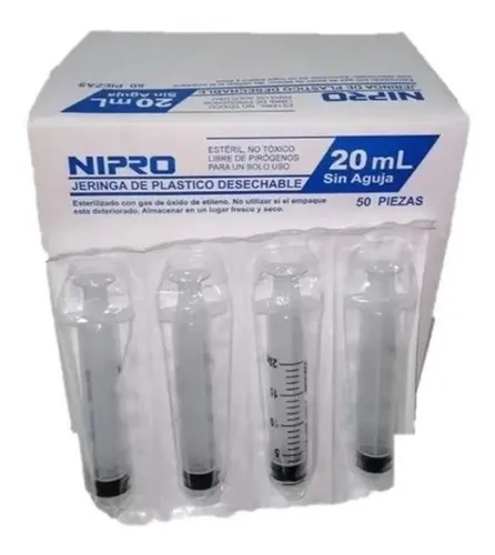 [JD-20L] Jeringa 20ml s/aguja punta luer lock C/1