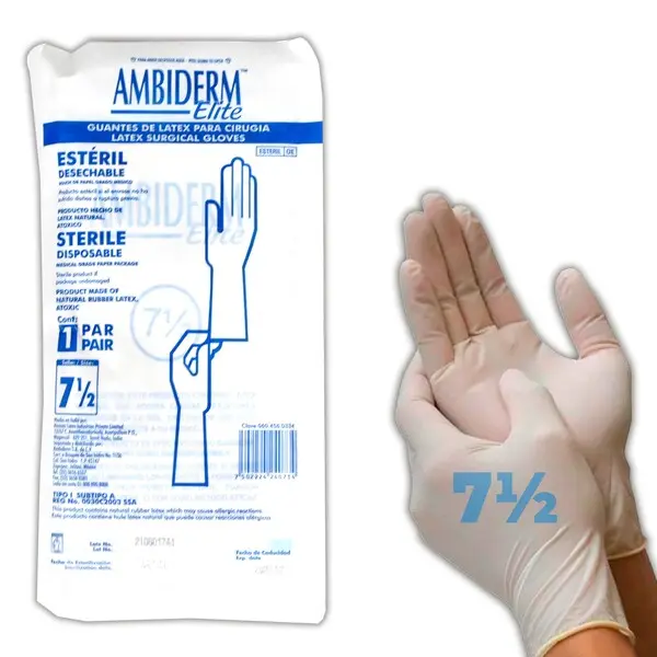 [0876C2024-7.5] Guantes de látex para cirugía talla 7 1/2 C/1 par