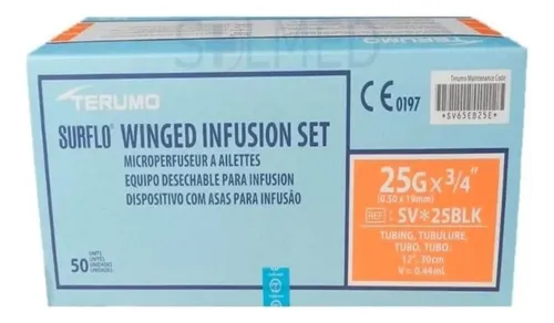 [SV*25BLK] Equipo para infusión c/aletas 25Gx19mm (mariposa, naranja) C/50