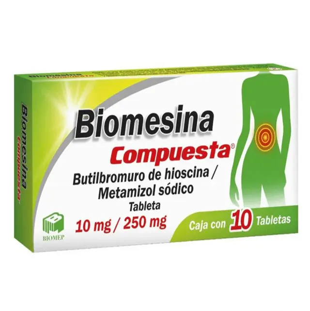 [606M98] Biomesina compuesta tabletas 10/250mg (Butilhioscina/Metamizol Sódico) C/10