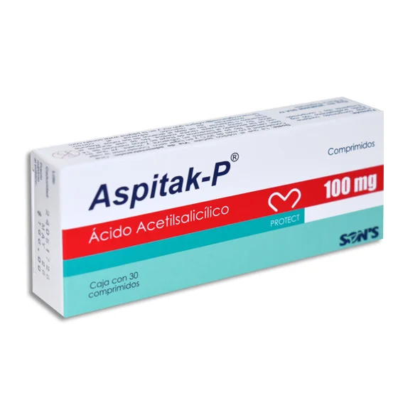 [382M2008] Aspitak-P Compri 100 MG. Ácido Acetilsalicílico Alpharma tabletas 500mg C/20 (copia)