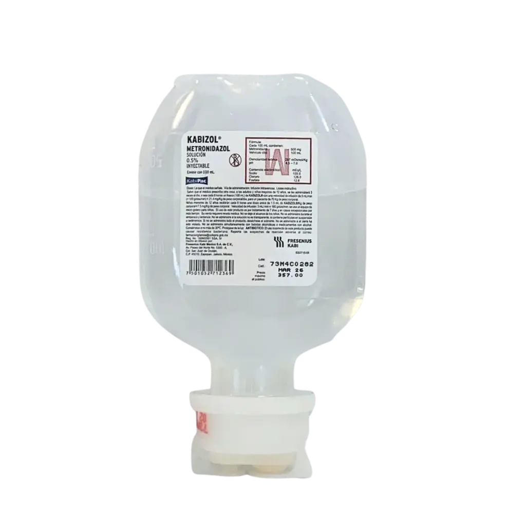 [166M2001] Kabizol solución inyectable 1mg/1ml (Epinefrina) 50ml C/50 (KABIZOL Sol. Iny. 0.5% Envase 100 ML. Genérico: Metronidazol 500mg. (Sol. Inyectable).