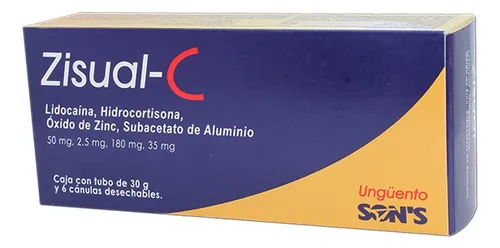 [310M2005] Zisual-C ungüento 5% (Lidocaína/Hidrocortisona) 30g ( TUBO c/30 G. 50-2.5-180-35 MG/1 G. y 6 Aplics. Genérico: Lidocaína + 