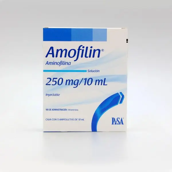 [134M85] Amofilin solución inyectable 250mg/10ml (Aminofilina) C/5