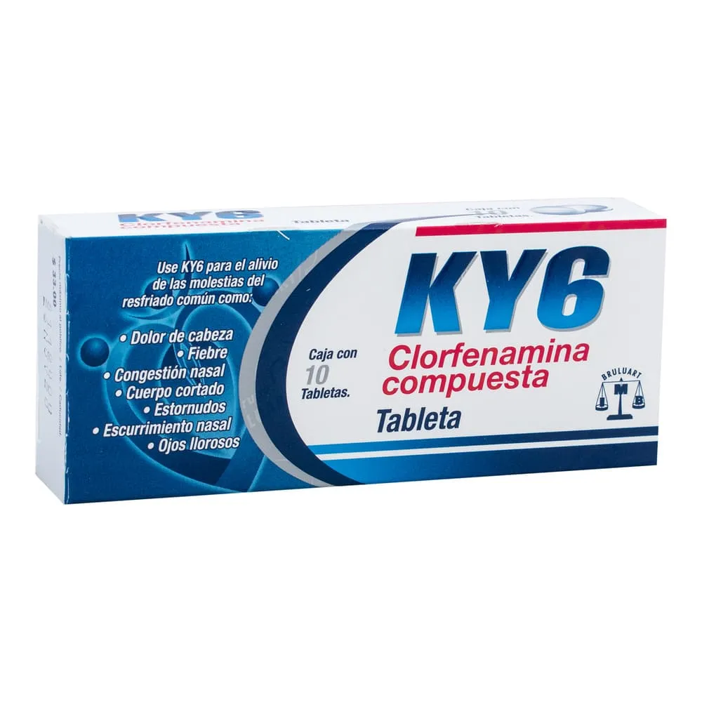 [83777] KY6 tabletas 500/25/5/4mg (Paracetamol/Cafeína/Fenilefrina/Clorfenamina) C/10