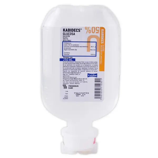 [135M2001] Clorurosódica Alpha solución inyectable al 0.9% 100ml (KABIDECS Sol. Iny. 50% Envase 50 ML. Genérico: Glucosa 50%