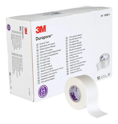 [1538-1] Durapore cinta de tela adhesiva de 1" (2.5cm x 9.1m, blanco) C/12
