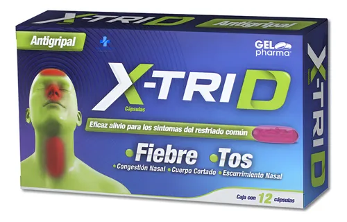 [312M2008] X-trid Antigripal cápsulas 15/5/2/250mg (Dextrometorfano/Fenilefrina/Clorfenamina/Paracetamol) C/12