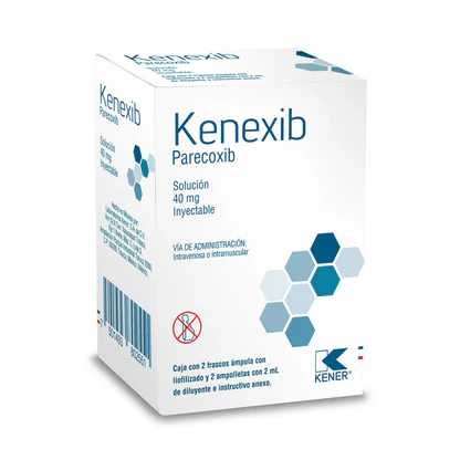 [140M2024] Kenexib solución inyectable 250mg/5ml (Fenitoína) C/1 (KENEXIB Sol. Iny. c/2 FCO. AMP. 40 MG/2 ML. Cada frasco ámpula con liofilizado contiene: Parecoxib 40mg/2ml.